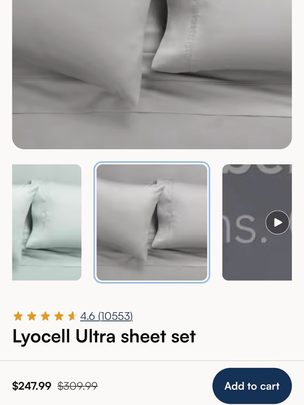 Lyocell Ultra sheet set split king Sleep Number CLOUD GRAY
